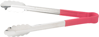 Winco Utility Tong With Red Non-slip Grip 12-inch (376x338), Png Download