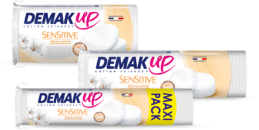 Ultra Soft For Optimal Tolerance - Demak'up Sensitive 64 Cotton Pads (845x500), Png Download
