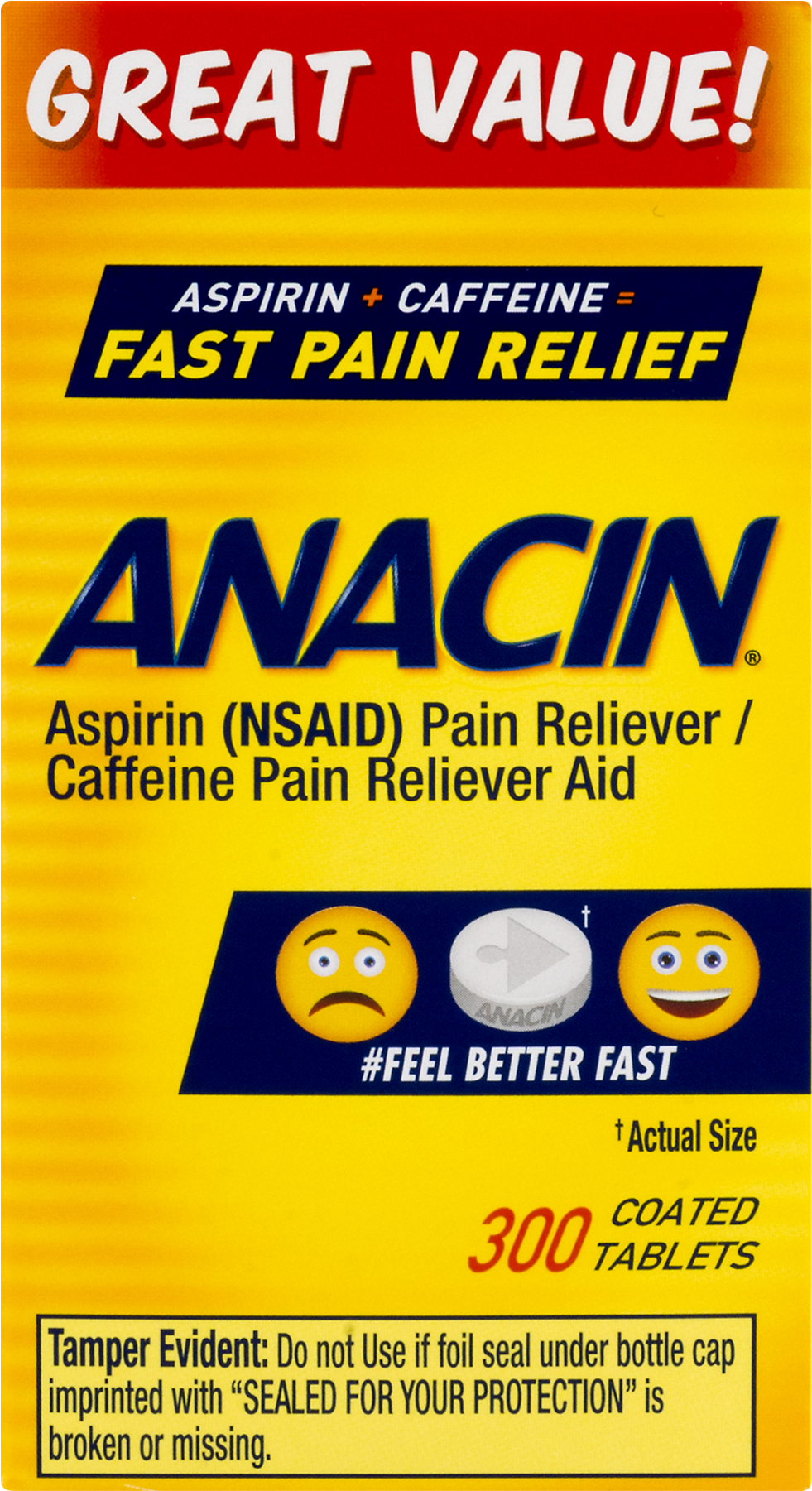 Anacin Asprin Pain Relief Tablets - 300 Ct (1800x1800), Png Download