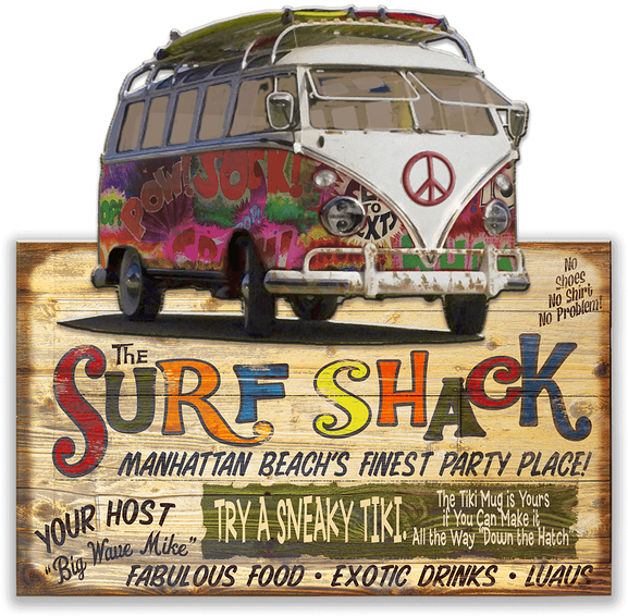 View Zoom Surf Shack With Bus Sign - Volkswagen (730x730), Png Download