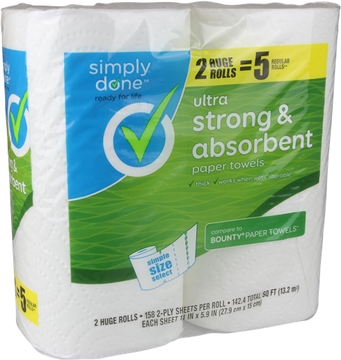 Simply Done Ultra Strong & Absorbent Simple Size Select - Simply Done Paper Towels (568x600), Png Download