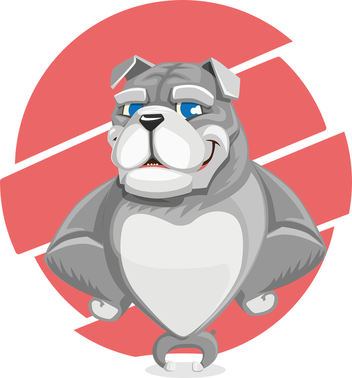Bulldog Cartoon - Cute English Grey Bulldog Artwork T-shirt T Shirt (671x720), Png Download