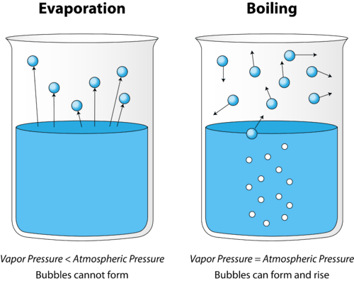 Illustration Showing The Difference Between Evaporation - Evaporation (500x396), Png Download