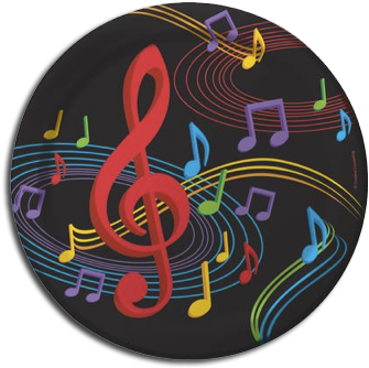 Dancing Music Notes Dinner Plates - Dancing Music Notes 9" Dinner Plates (8 Pack) (359x351), Png Download