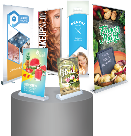 Table Top Retractable Banner Comes With Stand - Banner (433x497), Png Download