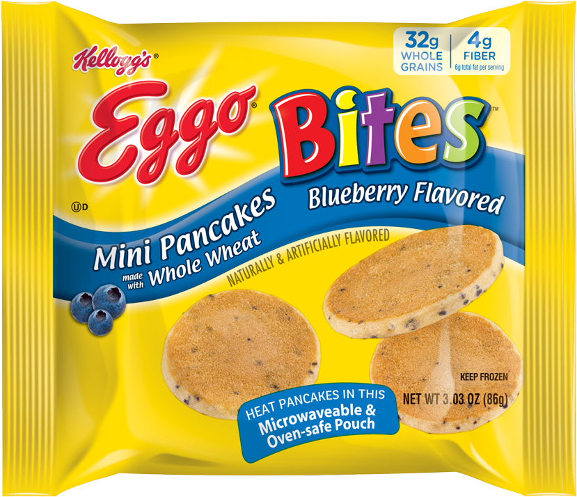 Kellogg's® Eggo® Bites® Mini Pancakes Blueberry - Mini Chocolate Chip Pancakes Eggo (860x760), Png Download