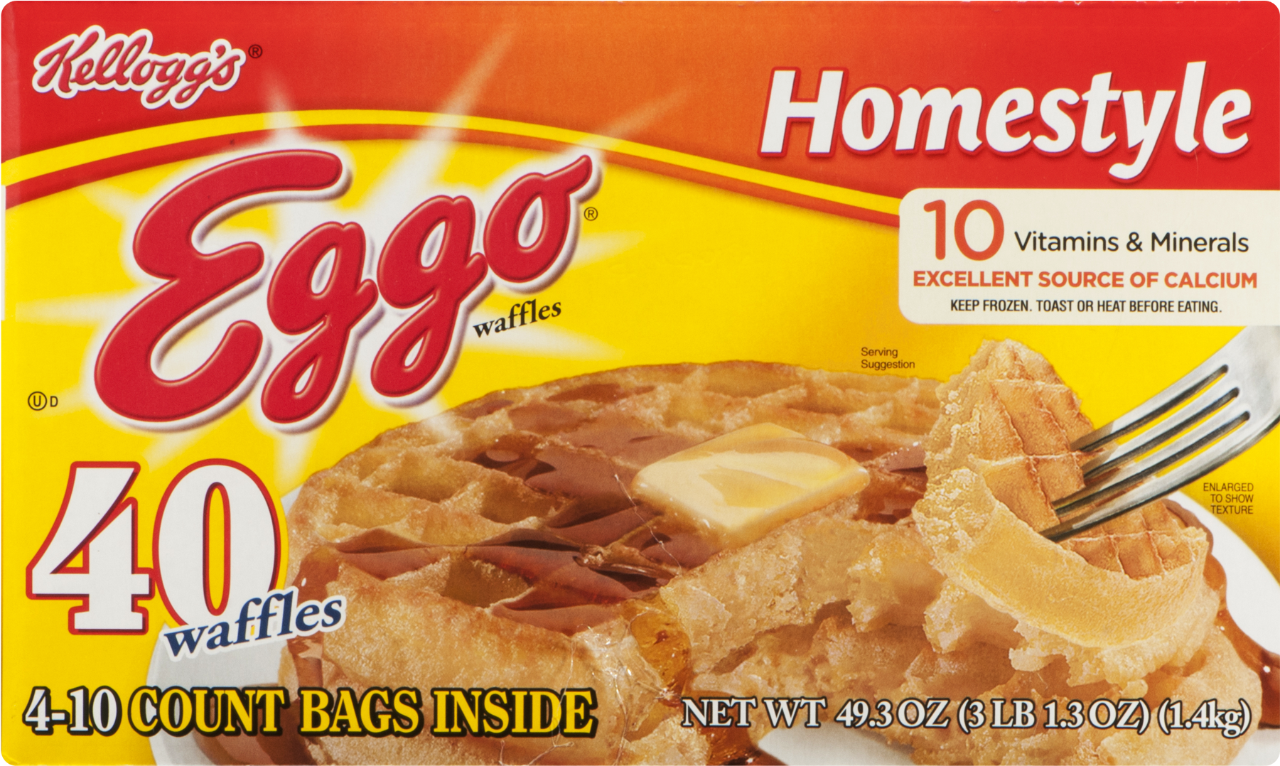 Kellogg's Waffles Homestyle Eggo 40 Count - Eggo Waffles (1800x1800), Png Download