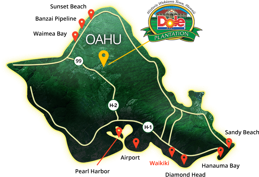 Contact Us Dole Plantation Tours - Dole Plantation Map (839x566), Png Download