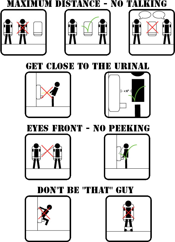 Urinal Etiquette - Pee In Urinal Without Splashing (595x792), Png Download