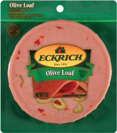 Eckrich Lunchmeat Loaves Oliveloaf 7oz - Lunch Meat With Green Olives (450x450), Png Download