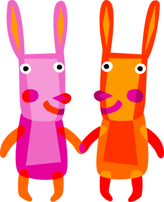 Vector Illustration Of Pascha Easter Bunny Rabbit Folkloric - Cartoon (567x700), Png Download