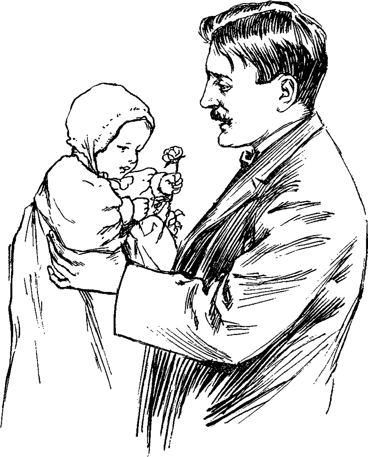 Digital Baby Downloads - Father * Illustration * Vintage (1320x1600), Png Download