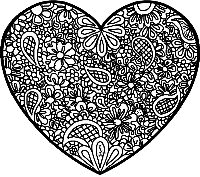 Zentangle Paisley Doodle Abstract Heart - Abstract Heart Coloring Pages (790x652), Png Download