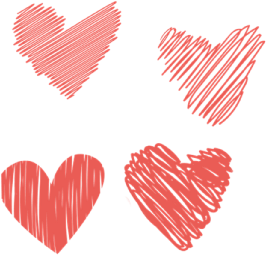 Ftestickers Hearts Sketch Doodle Red Freetoedit - Heart Peach (1024x1024), Png Download