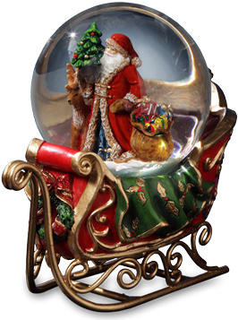 Santa Sleigh Medium - San Francisco Music Box Company Santa W/reindeer, W/sleigh (360x360), Png Download