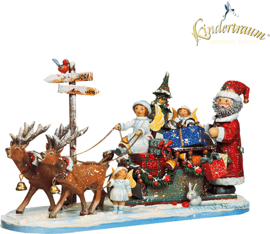 Reindeer Sleigh - Traineau Du Père Noel Avec Ses Rennes (1000x1000), Png Download