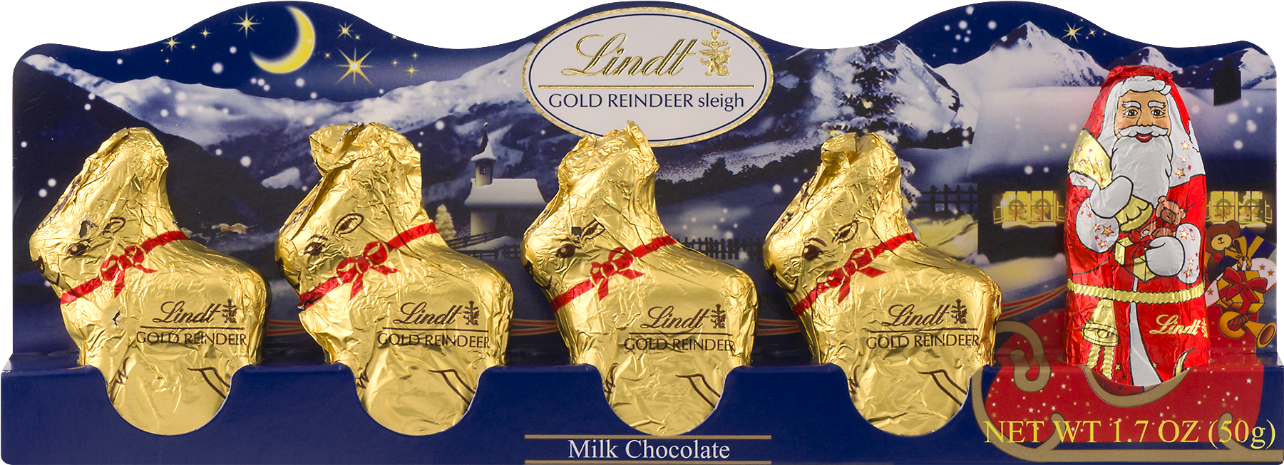 Lindt Chocolate Santa Sleigh 50g (1800x1800), Png Download
