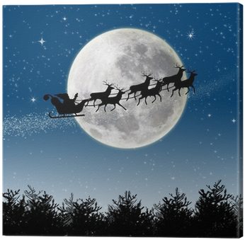Santa Sleigh Moon (400x400), Png Download