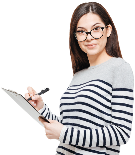 Picture Of Woman On Phone With Finger To Lips - Woman (455x520), Png Download