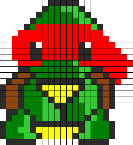 Kawaii Teenage Mutant Ninja Turtle - Perler Beads Patterns Ninja Turtles (461x503), Png Download