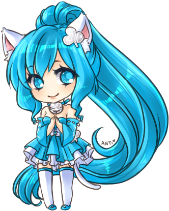 Cat Ears, Chibi, And Dress Image - Illustration (372x442), Png Download