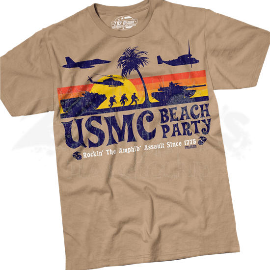 Usmc Beach Party T-shirt - 7.62 Designs Usmc Beach Party Shirt Rockin Marines (550x550), Png Download
