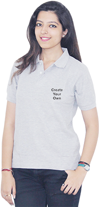 Create Your Own Gray Cotton Girl Polo T-shirt - T-shirt (284x426), Png Download