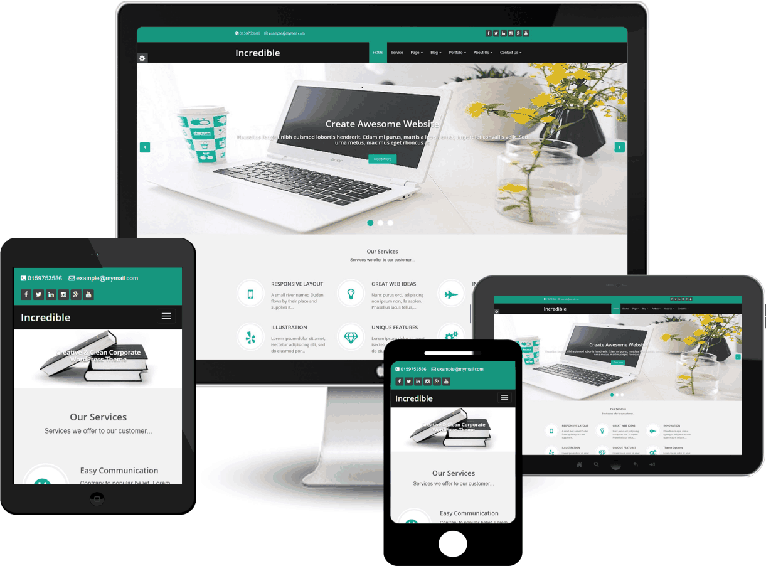 Incredible - Theme Website Premium (2442x1804), Png Download