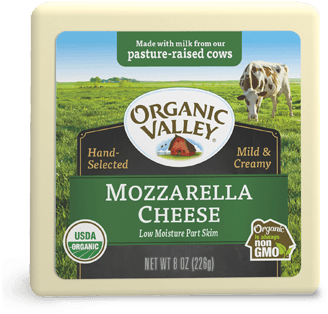 Low Moisture Mozzarella, Part Skim, 8 Oz - Organic Valley Cheddar Cheese (351x351), Png Download
