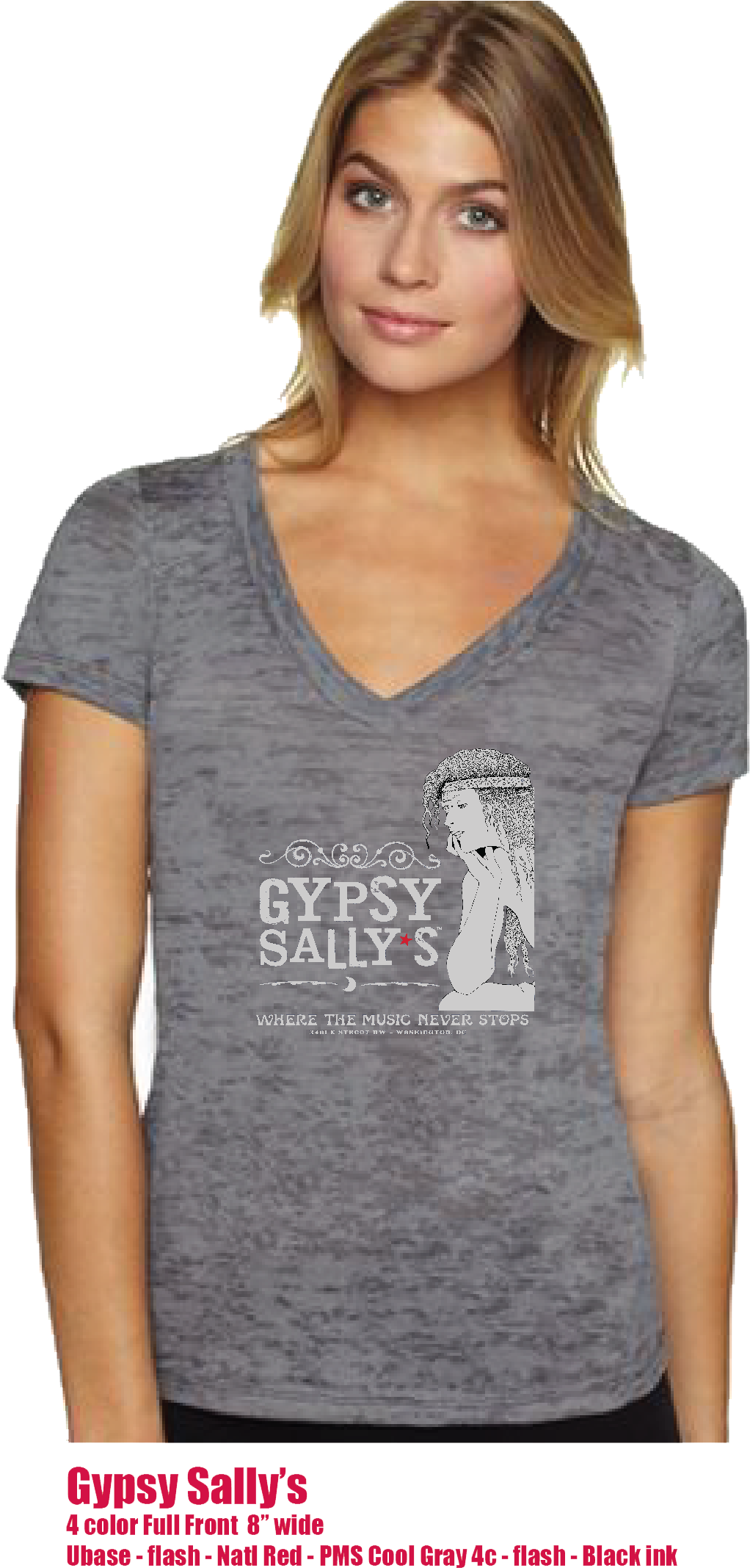 Ladies V-neck Gray Burnout - Girl (1171x2169), Png Download
