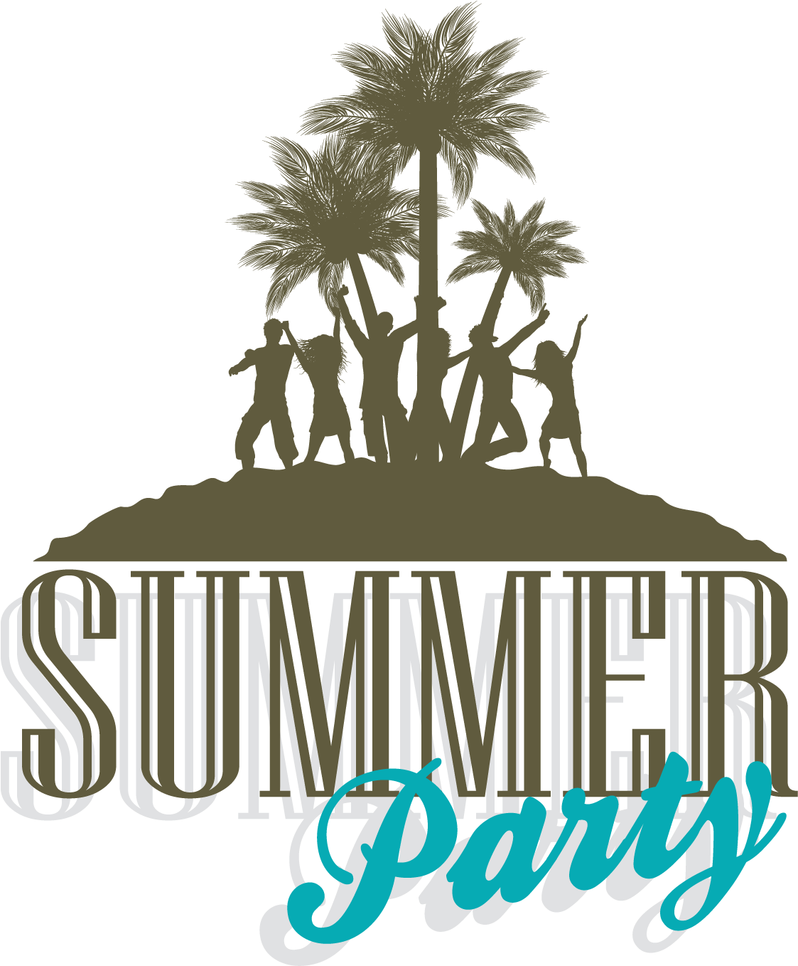 Party Silhouette Clip Art - Summer Beach Party Logo Png (2222x2222), Png Download