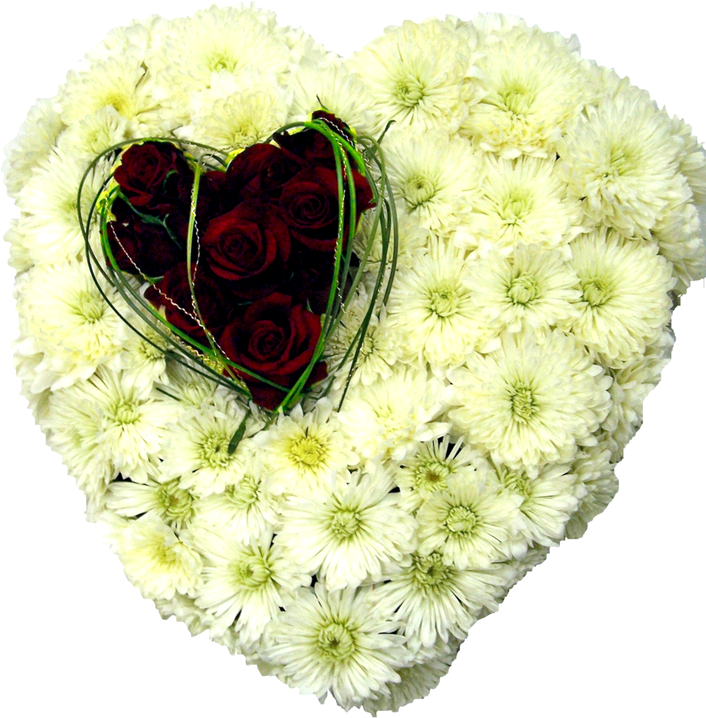 Heart Wreath Funeral Flowers Brisbane - Flower (1000x1024), Png Download