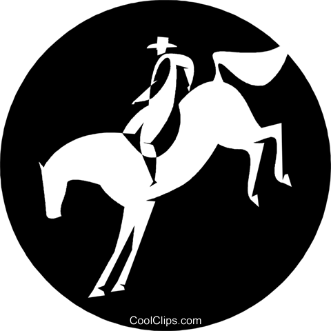 Cowboy On A Bucking Bronco Royalty Free Vector Clip - Illustration (480x480), Png Download