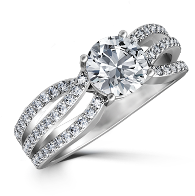Broad 3 Row Crossover Diamond Ring - Solitaire Diamond Broad Ring (400x400), Png Download