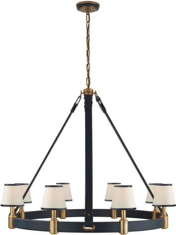 Riley Large Ring Chandelier In Natural Brass And Navy - Riley Large Ring Chandelier (480x480), Png Download