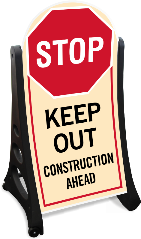 Keep Out Contruction Area Sidewalk Sign Kit - Stop Proceed With Caution Sign (800x800), Png Download