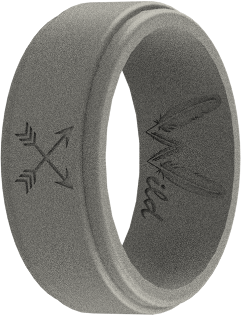 Men's Dusty Grey Arrow Silicone Ring - Ring (498x662), Png Download