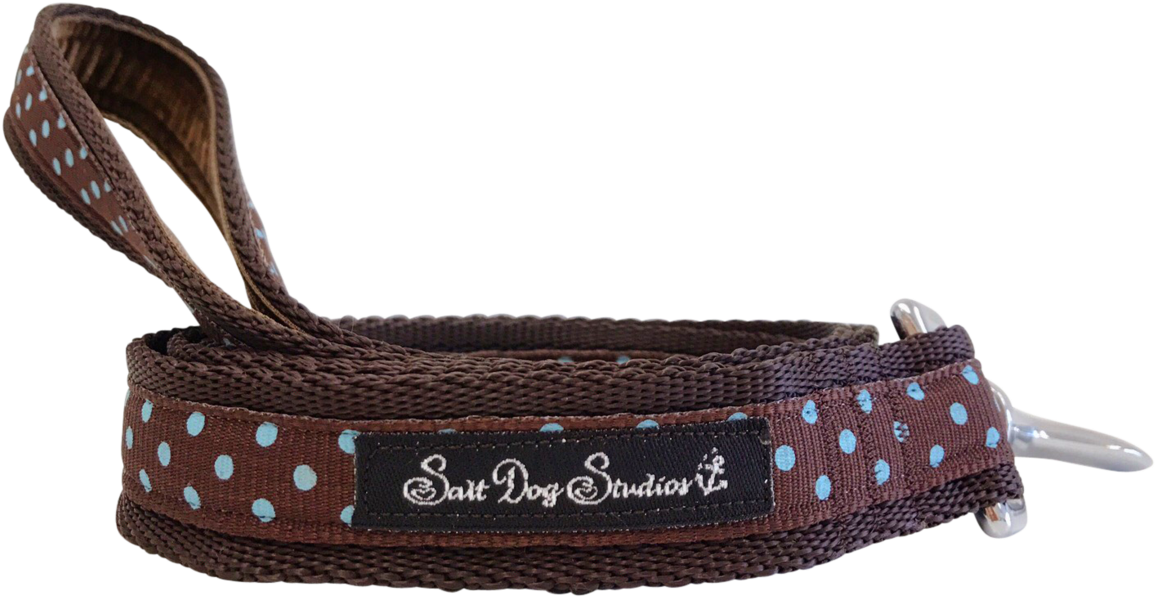 Classic Aqua On Brown Polka Dot Ribbon Dog Lead - Storage Basket (1279x959), Png Download