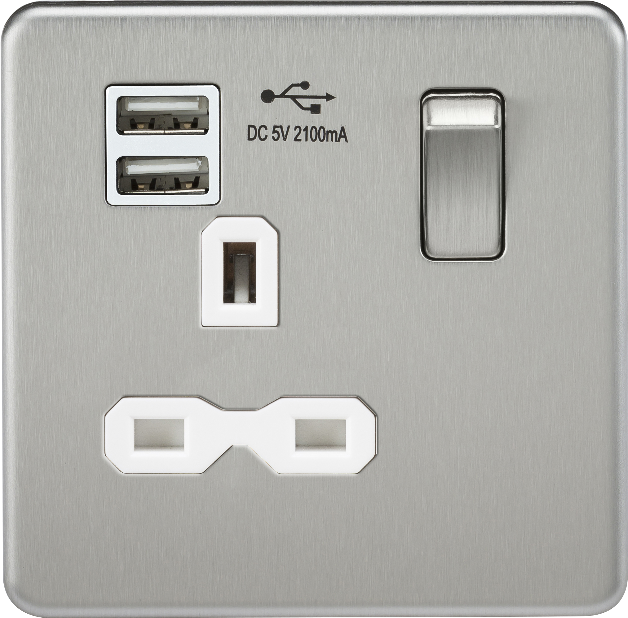 Screwless 13a 1 Gang Usb Switched Socket - Mls Wcb1099fs Screwless 13a 1g Switched Socket (2394x2394), Png Download