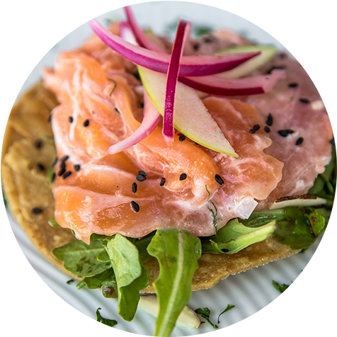 Salmon Tostada - Tostadas North Park (500x500), Png Download