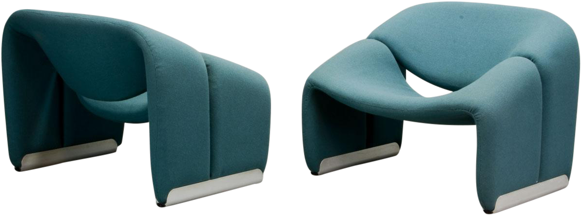 M#century Pair Of Blue Dutch Design M Lounge Chairs - Antique Furniture (1323x490), Png Download