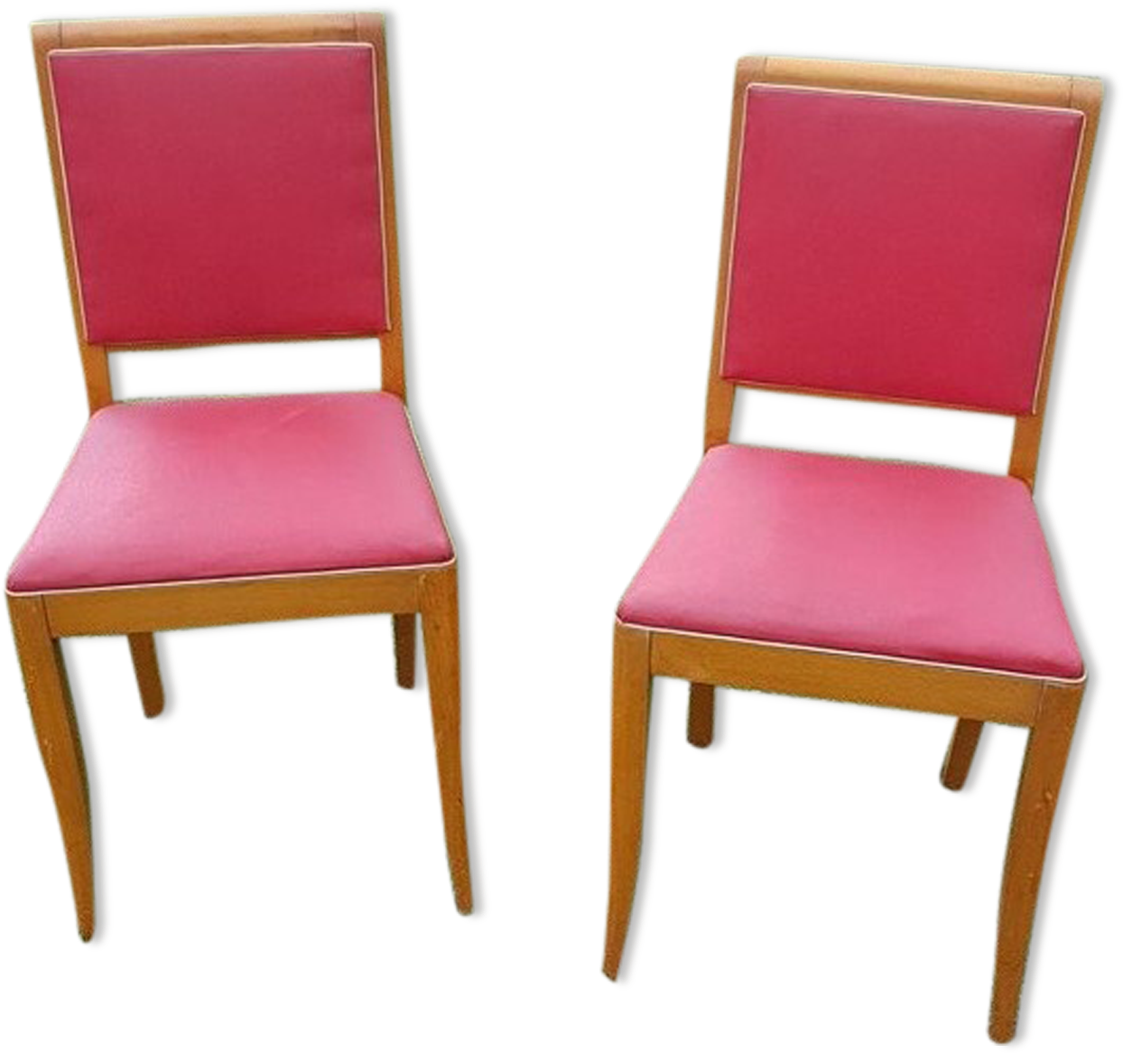 Pair Of Vintage Chairs Blond Wood And Red Skai - Chair (1457x1457), Png Download