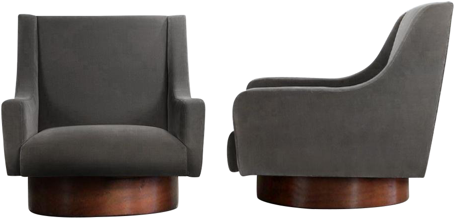 Swivel Lounge Chairs After Milo Baughman - Milo Baughman (1012x487), Png Download
