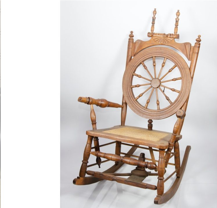 19th Century Spinning Wheel Rocking Chair - Ebth, Inc. (1000x715), Png Download