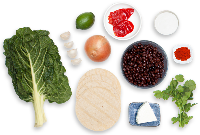 Smoky Swiss Chard & Black Bean Tostadas With Queso - Tostada (700x477), Png Download