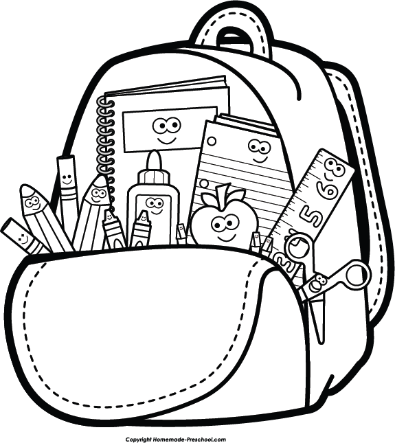 Free Back To School Clipart Png Free Stock - School Clipart Black And White (575x645), Png Download