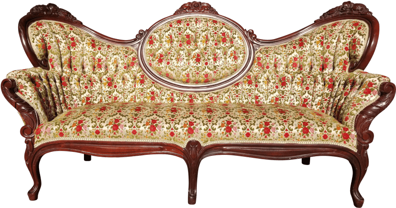 Victorian Floral Velvet Sofa - Velvet (900x472), Png Download