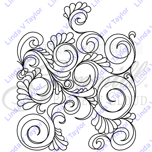 Lt 2212 Tt Swirl And Feathers - Line Art (500x500), Png Download