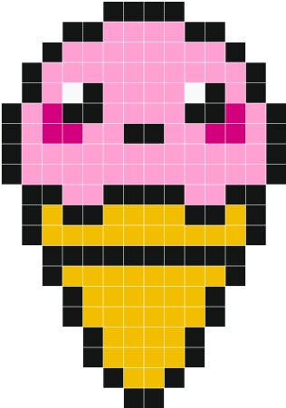 Download Cute Icecream Plus More - Pixel Art Grid Easy PNG Image with