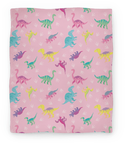 Cute Pastel Pixel Dinosaur Pattern Blanket - Blanket (484x484), Png Download